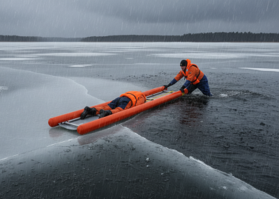 "УСЛП" - надувное спасательное устройство спасения из ледяной полыньи для МЧС, спасателей